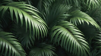 Dense texture of palm branches, providing a verdant and natural background
