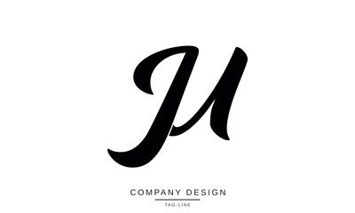 JU, UJ Abstract Letters Logo Monogram design Font Icon Vector Initials
