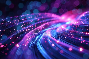 Purple background with electronic spectrum flows technology. Generative Ai