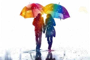 A couple holding hands and walking in the rain