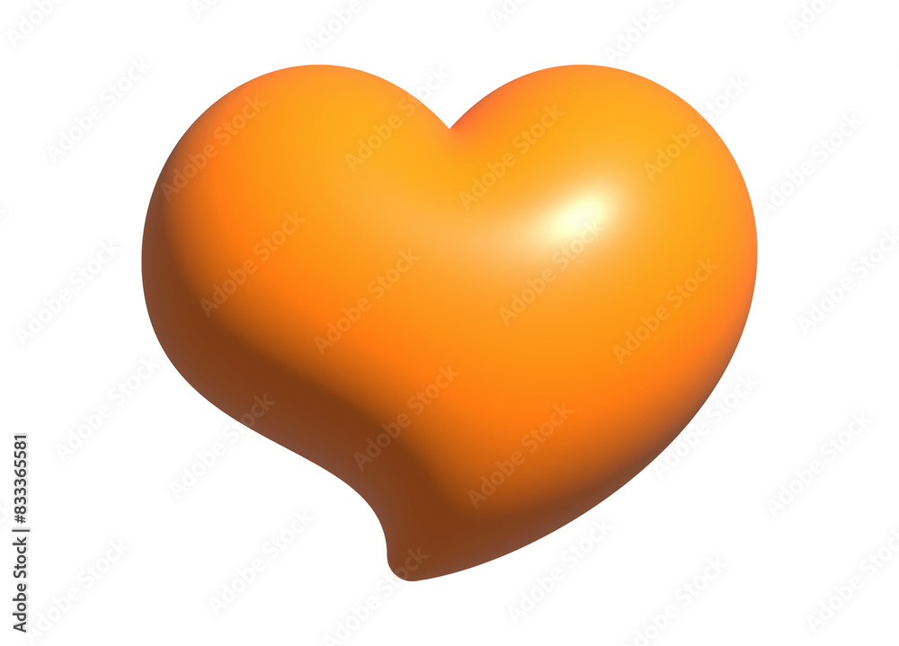 Sticker golden 3d shiny heart isolated on white - Stickers