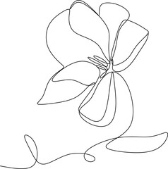 The flower is drawn as a continuous line. Vector illustration. 