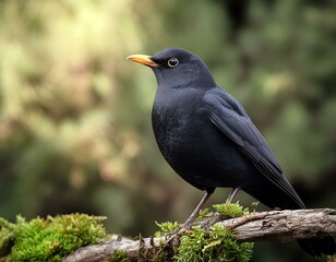 Amsel sitzt auf einem Zweig - Vogel 