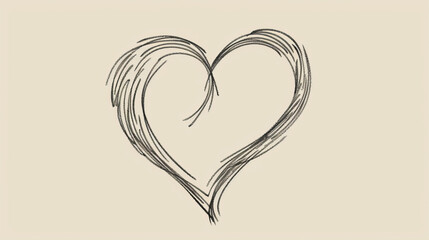 Hand-drawn heart symbolizing love and affection on beige background