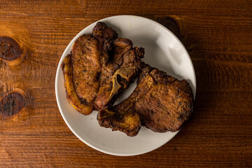 pork chops on a plate