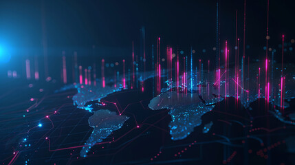 Global data visualization with digital analytics and graphs