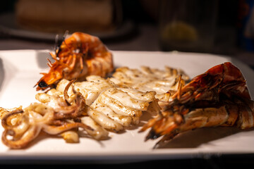 Tiger Shrimp Barbeque and Squid Barbeque dinner 