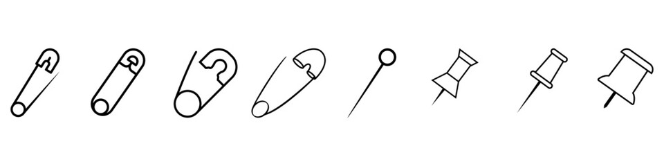 Pin icon vector set. Barrette illustration sign collection. Safety Pin symbol or logo.