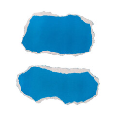 Blue torn paper edge sheets isolated on transparent background