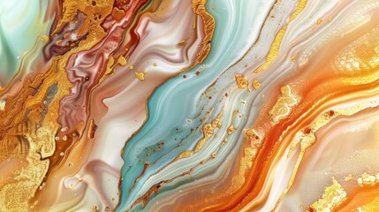 Abstract luxury marble background. Digital art marbling texture. Gold and white colors