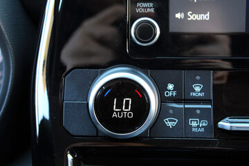 Maximum cooling from car. Low temperature on car dashboard display. Cooling your car on a hot day....