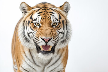 Naklejka premium Close Up Portrait of a Tiger with its Mouth Open