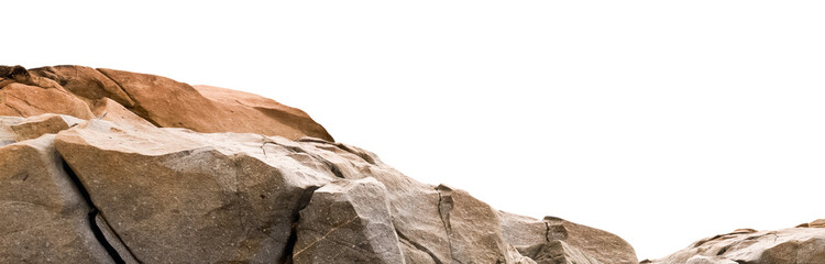 Rock stones with rough texture surface isolated,Group of Cliff Rock natural stone formation located...