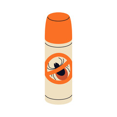 Insect repellent spray can. Tick and gnat repelling aerosol bottle. Anti-bite, chemical toxic liquid in sprayer, insecticide container. Flat graphic vector illustration isolated on white background