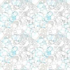 Watercolor seamless pattern of bubble foam soap or beer bubbles, soap froth texture with bubbles for wrapping or textile 