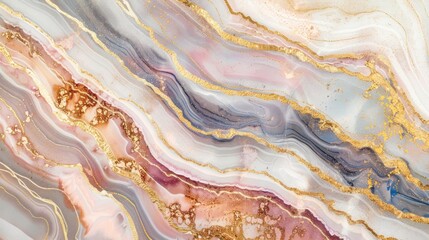 Abstract luxury marble background. Digital art marbling texture. Gold and white colors