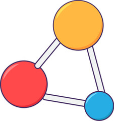 Structure of complex drug molecule icon. Volumetric lattice of substance, medical stroked cartoon element for modern and retro design. Simple color vector pictogram isolated on white background