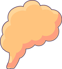 Human brain organ icon. Studying school anatomy, medical stroked cartoon element for modern and retro design. Simple color vector pictogram isolated on white background