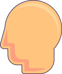Bald man head profiles icon. Consequences of chemotherapy, medical stroked cartoon element for modern and retro design. Simple color vector pictogram isolated on white background