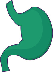 Structure of human stomach icon. Abdominal organs, medical stroked cartoon element for modern and retro design. Simple color vector pictogram isolated on white background