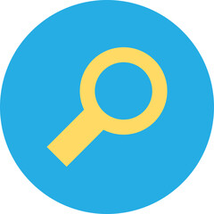 Magnifying glass sign. Searching for good deal, shopping process flat element for modern and retro design. Simple color vector pictogram isolated on white background