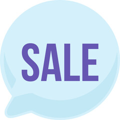 Talk bubble sale inscription. Advertising information about discounts, shopping process flat element for modern and retro design. Simple color vector pictogram isolated on white background