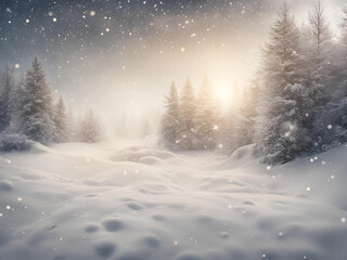 Fototapeta premium winter landscape with snow and trees