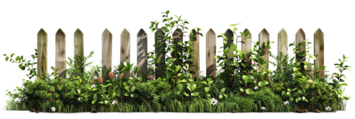 Wooden Fence with Greenery Gardening Plants