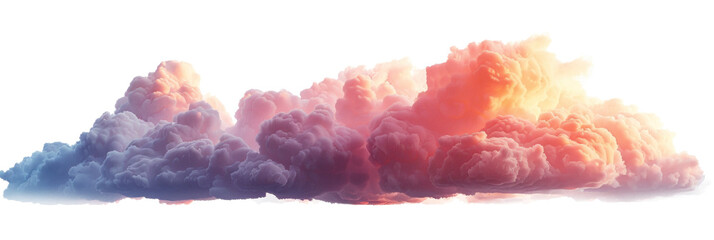 Beautiful pastel-colored clouds on a transparent background