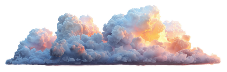 Colorful fluffy clouds on a transparent background