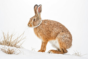 Naklejka premium European Hare in Winter Landscape