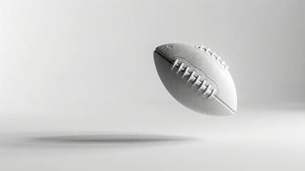 White American Football Floating in Mid-Air Against a White Background