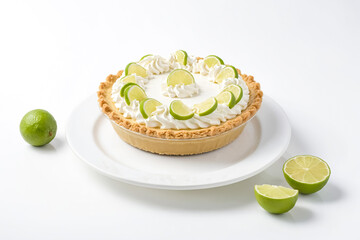 Key Lime Pie With Whipped Cream And Lime Slices