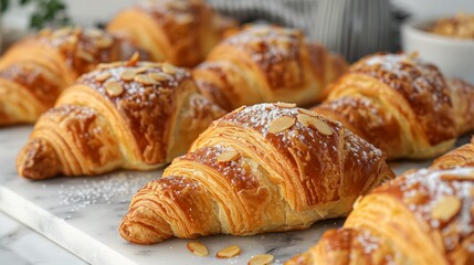 Freshly baked almond croissants.