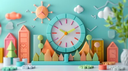 Fototapeta premium RealTime Analytics A clock combined with a chart, symbolizing the use of realtime data analytics
