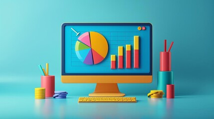 Visualization Tools An icon of a computer screen displaying a bar chart or pie chart, representing data visualization tools