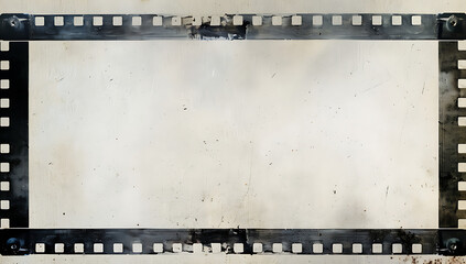 Vintage Blank White Film Strip with Black Border - Old film strip background
