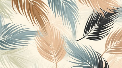 Tropical pattern in neutral colors wallpaper