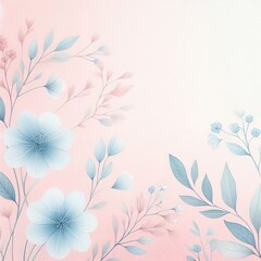 Floral card template background - Watercolor floral texture in pastel pink and blue tones - Square wedding card with delicate flower decorations