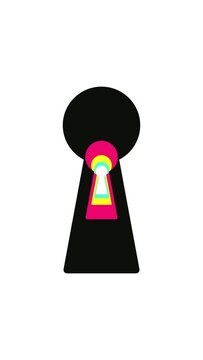 Abstract 3D keyhole tunnel. Abstract animation of keyhole icon forming the tunnel on white background. Animation concept of access.
