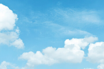 Pastel blue sky with white cloud. Beautiful sky in the morning. The concept of the freedom of life,...