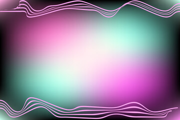 Dark abstract, watercolor background with glowing waves. Modern gradient with smooth wavy lines on watercolor background. Retro fluorescent bright multicolor gradient background. Vector illustration.