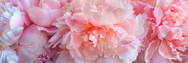Floral Art. Beauty of Blooming Pastel Peony Flowers for Luxury Branding Design