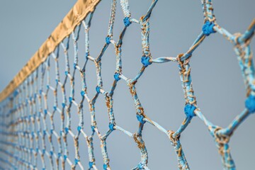 Close up View of Volleyball Net Isolated on Solid Background.