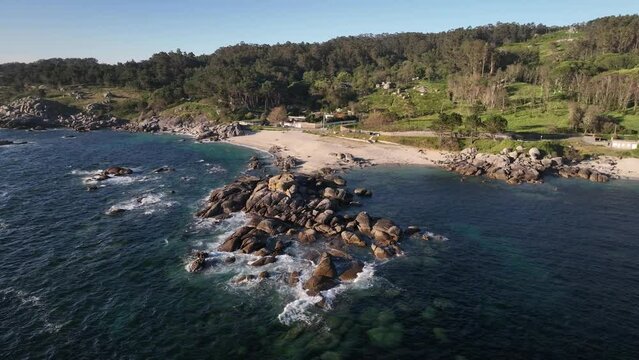 Praia de Lagos a vista de drone en Bueu Pontevedra