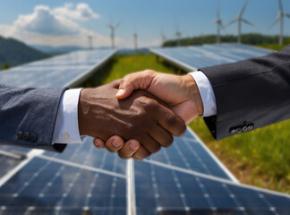 Handshake in Solar Panel Business Environmental Cooperation and Green Energy