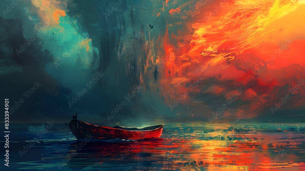 Wall mural A Boat fantasy art style background - Wall murals
