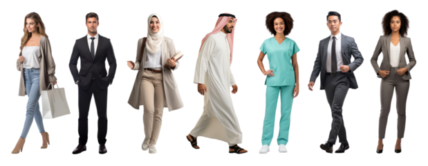 People walking adult png element set on transparent background