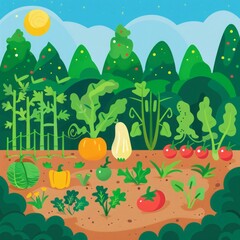 cartoon vegetable garden.