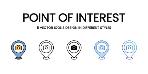 Point Of Interest icons vector set stock illustration.